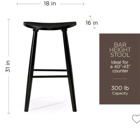 Maven Lane Luna Bar Stool In Rustic  Black Wood Finish - Picture 5 of 13